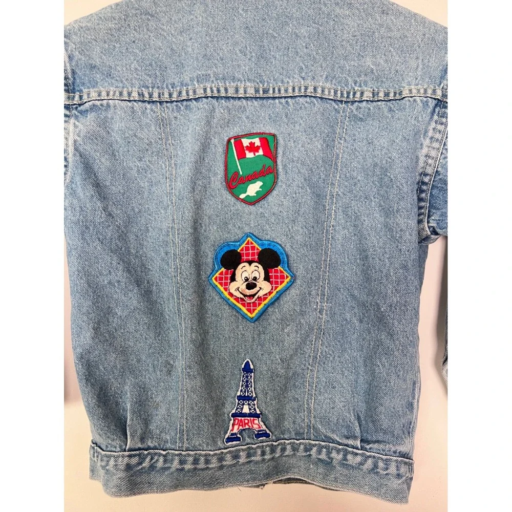Vintage OshKosh B'gosh Kids Denim Jacket‎ Patches Canada Mickey Paris Size 6X
